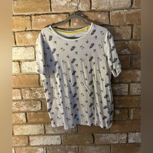 Cactus Man White Tee with Black Graphics. Mens LG